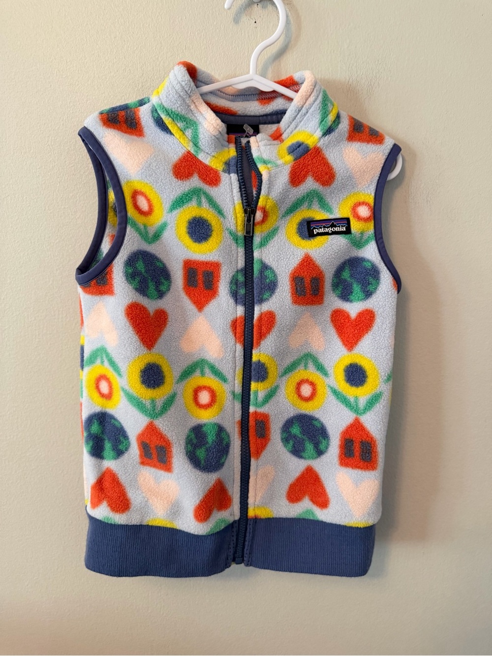 Patagonia Kids' Colorful Floral & Heart Fleece Vest
